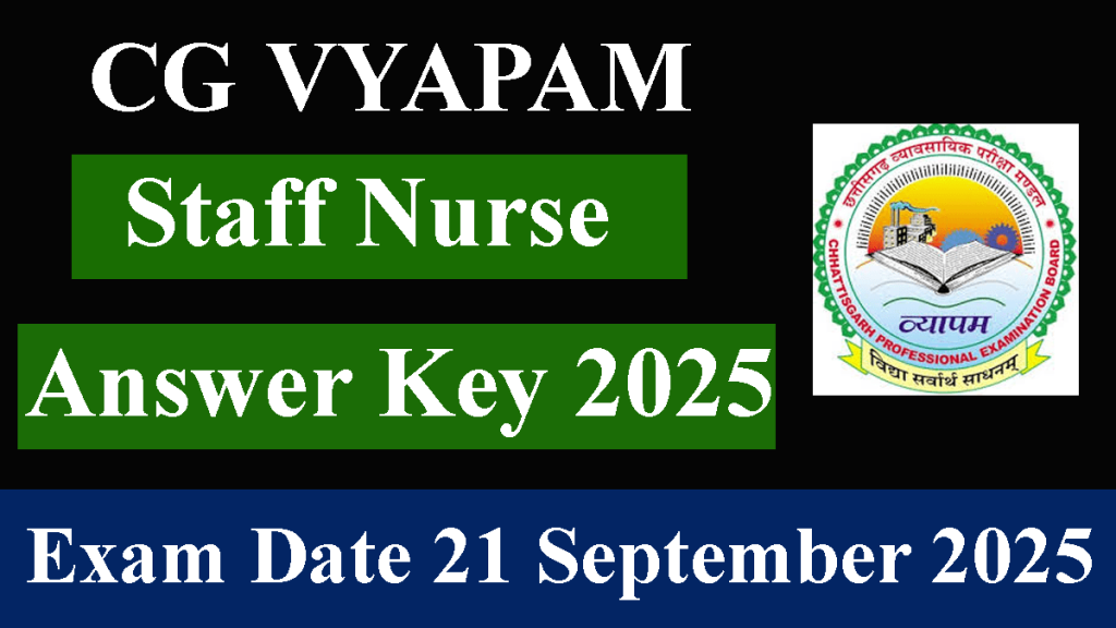 CG Vyapam Staff Nurse Answer Key 2025